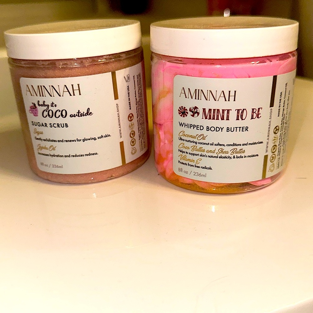 💕AMINNAH Mint to be Whipped Body Butter & Baby it’s Cold Outside Sugar Scrub💕